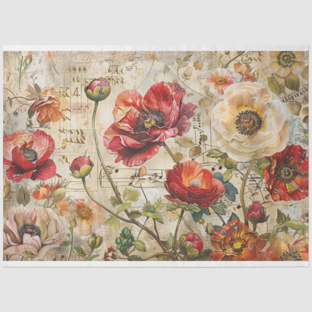 Papel De Seda Bonitos Poppies (Anverso)