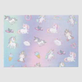 Papel De Seda Bonos de arcoiris pastel de unicornio de color