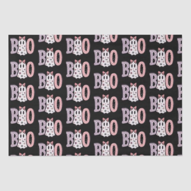 Papel De Seda Boo Ghost Purple Pink Cute Black Halloween (Anverso)