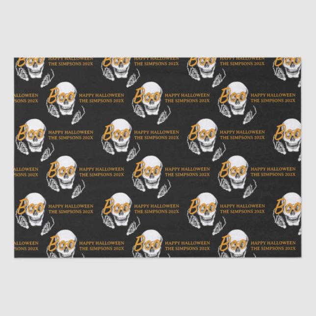 Papel De Seda Boo Happy Halloween Funny Skull fiesta (Anverso)