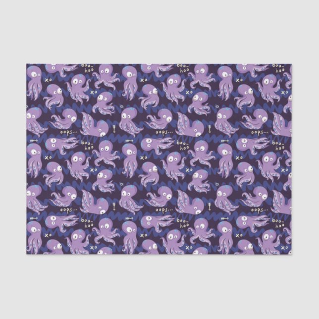 Papel De Seda Boo Octopus Cute Niños Púrpura Ropa Y Decoración (Anverso)