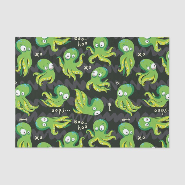 Papel De Seda Boo Octopus Green Kids Clothing & Décing (Anverso)