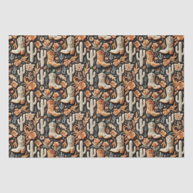 Papel De Seda Boots Y Cactus (Anverso)