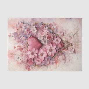 Papel De Seda Bóquet de flores rosadas y rojas de San Valentín