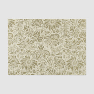 Papel De Seda Bordado Botánico Toile Floral Patrón Verde Salvia
