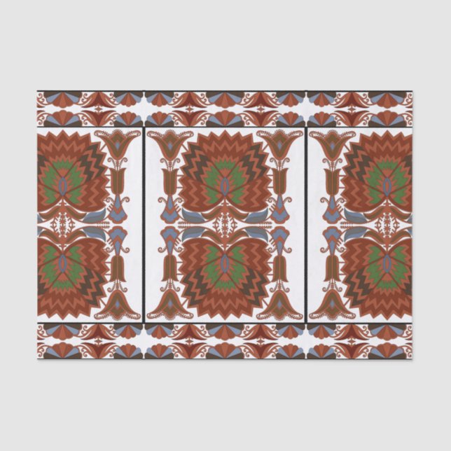 Papel De Seda bordado de arte folclórico antiguo estonio (Anverso)