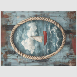 Papel De Seda Borde de cuerda de barco de vela decoupage náutico