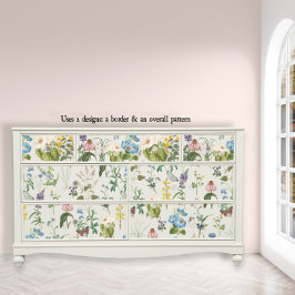 Papel De Seda Borde de flores silvestres botánicas con descompos