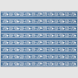 Papel De Seda Borde Floral de Hueso con Incisión de Azul Claro D