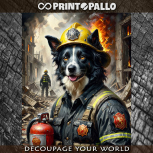 Papel De Seda Border Collie actuando como bombero -