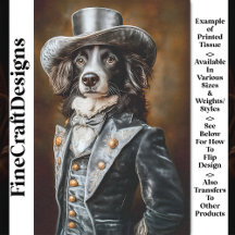 Border Collie Gris Traje Victoriano CF5 Decoupage