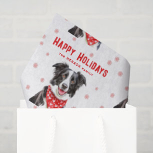 Papel De Seda Border Collie Pañuelo de Corazón Rojo Navidad 