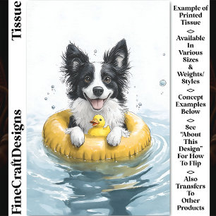 Papel De Seda Border Collie Perro Anillo de Goma & Pato CV6 Deco