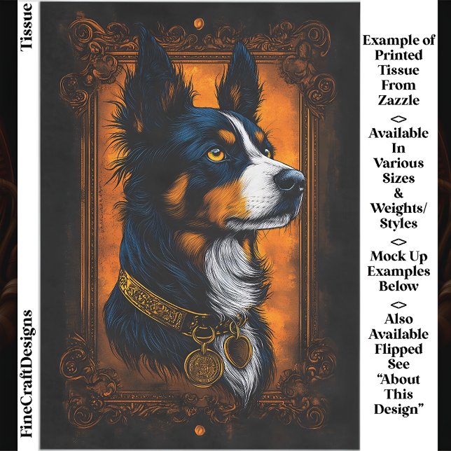 Papel De Seda Border Collie Real Ornate Marco EF3R Decoupage (Subido por el creador)
