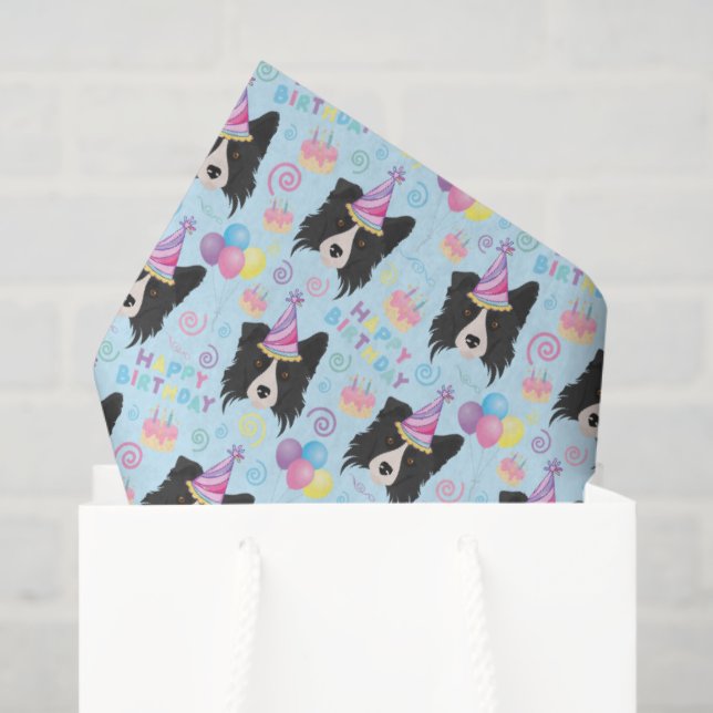 Papel De Seda Border Collie Tissue Paper in Blue (Bolsa de regalo)