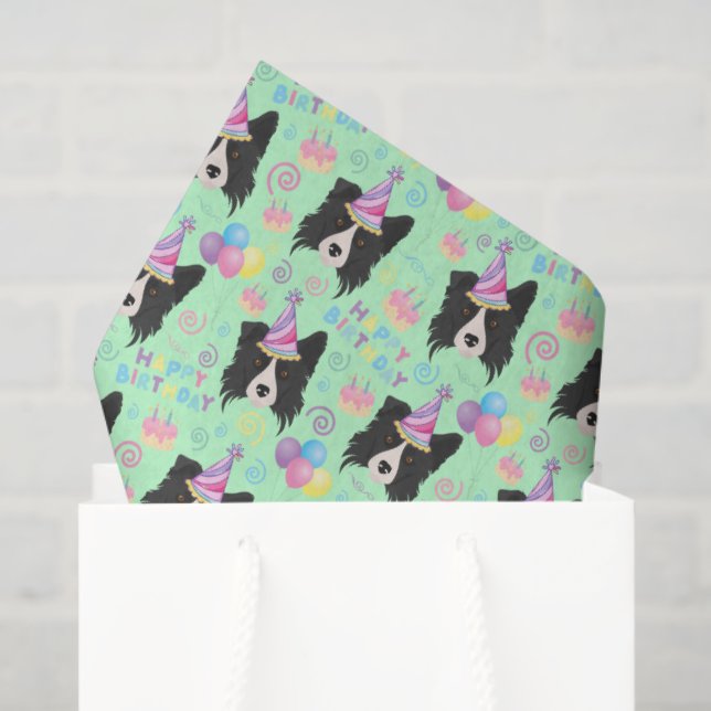 Papel De Seda Border Collie Tissue Paper in Green (Bolsa de regalo)