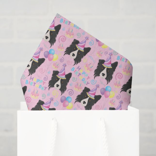 Papel De Seda Border Collie Tissue Paper in Pink (Bolsa de regalo)
