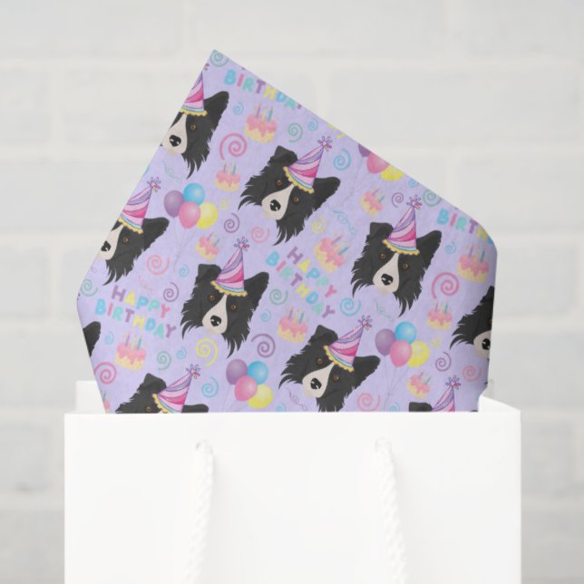 Papel De Seda Border Collie Tissue Paper in Purple (Bolsa de regalo)