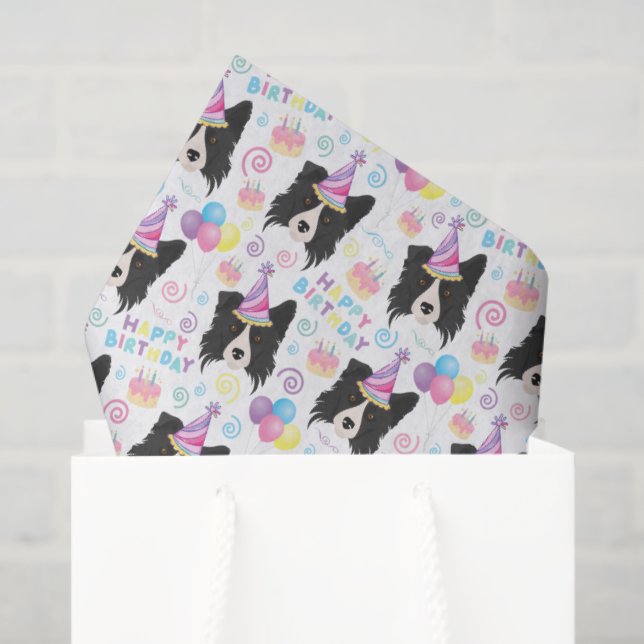 Papel De Seda Border Collie Tissue Paper in White (Bolsa de regalo)