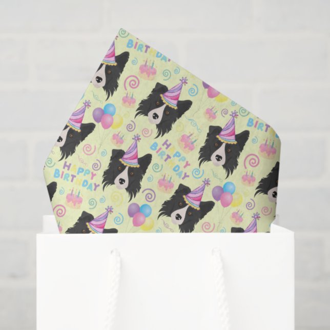 Papel De Seda Border Collie Tissue Paper in Yellow (Bolsa de regalo)