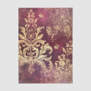 Papel De Seda Bordó y dorado con estampado damasco desgastado