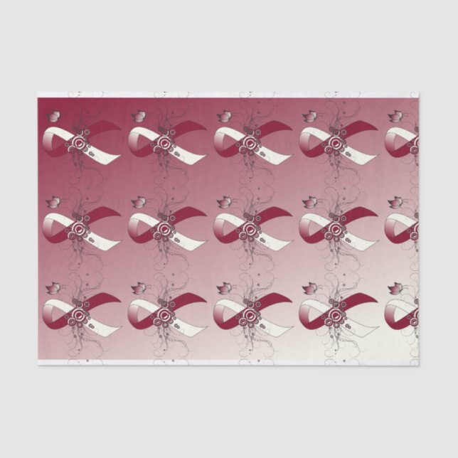 Papel De Seda Borgoña y Cinta de Marfil con mariposa (Anverso)