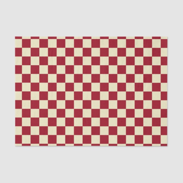 Papel De Seda Borgoña y crema a cuadros (Anverso)