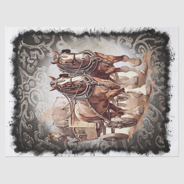 Papel De Seda Borrador de la desunión de caballos (Anverso)