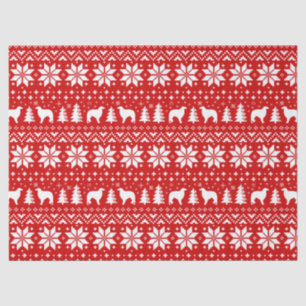 Papel De Seda Borzoi Silhouettes Navidad Patrón rojo