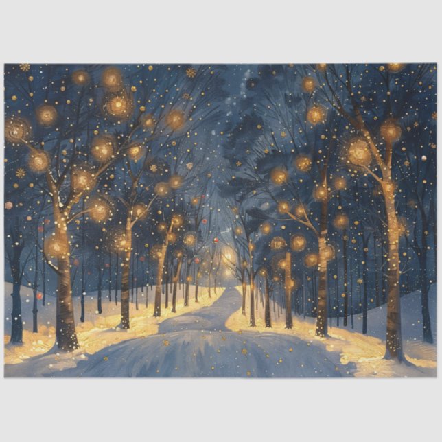 Papel De Seda Bosque caprichoso durante la deshielo invernal (Anverso)