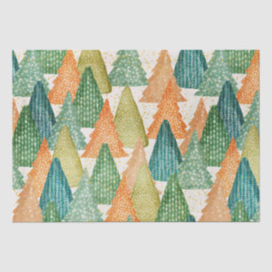 Papel De Seda Bosque colorido de árboles de Navidad ecológicos