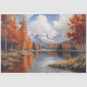 Papel De Seda Bosque de álamos y paisaje de montañas en otoño