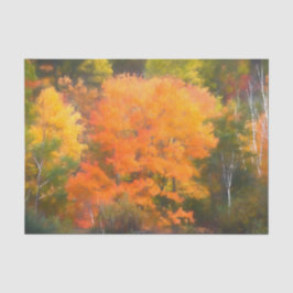 Papel De Seda Bosque de árboles de madera otoñal color naranja a