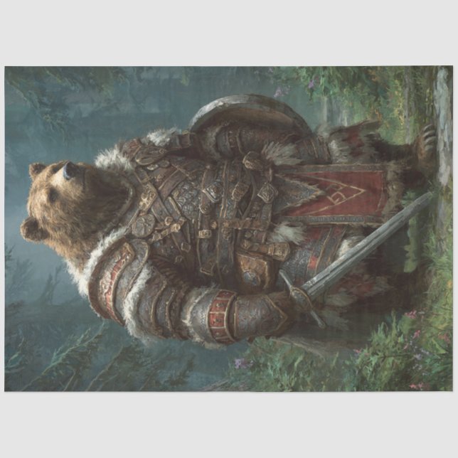 Papel De Seda Bosque de armadura medieval del oso de descomposic (Anverso)