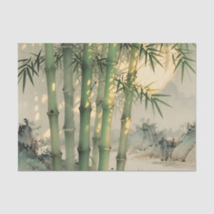 Papel De Seda Bosque de Bambú Verde Tinta China