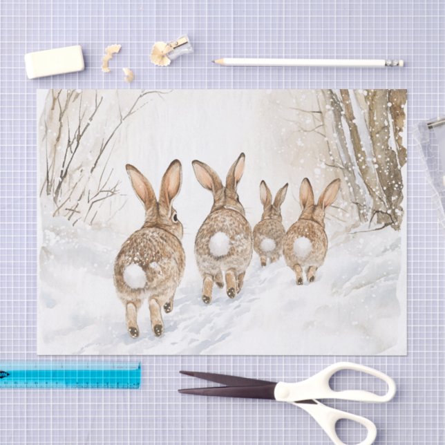 Papel De Seda Bosque de conejos Navidad (Artesanía)