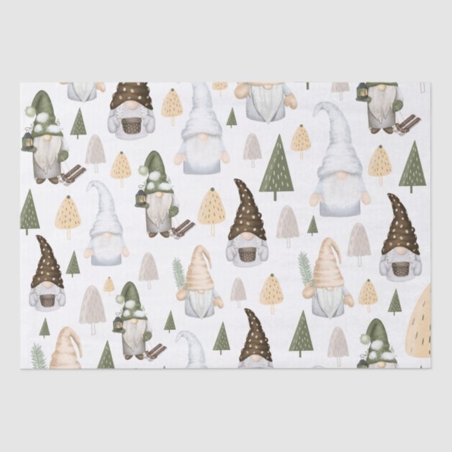 Papel De Seda Bosque de Gnomos Blanco  (Anverso)