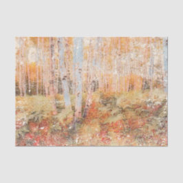 Papel De Seda Bosque de helechos otoñales de madera abedul árbol