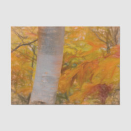Papel De Seda Bosque de hojas de abedul arte boceto amarillo oto
