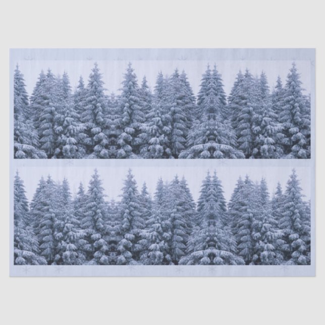 Papel De Seda Bosque de invierno mágico - azul, (Anverso)