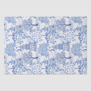 Papel De Seda bosque de la pagoda en azul