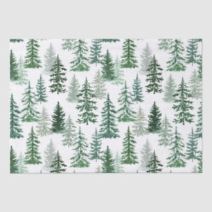 Papel De Seda Bosque de Navidades de invierno de acuarela