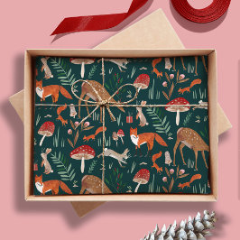 Papel De Seda Bosque de Navidades verdes de animales de la huert