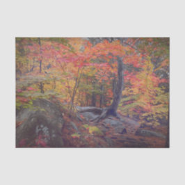 Papel De Seda Bosque de otoño árboles rojos naranja amarillo