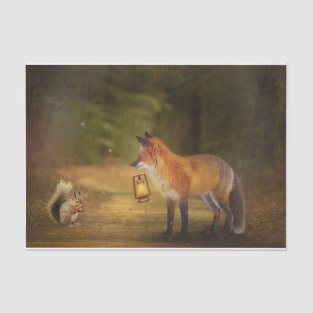 Papel De Seda Bosque de otoño de Fox Squirrel (Anverso)