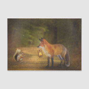 Papel De Seda Bosque de otoño de Fox Squirrel