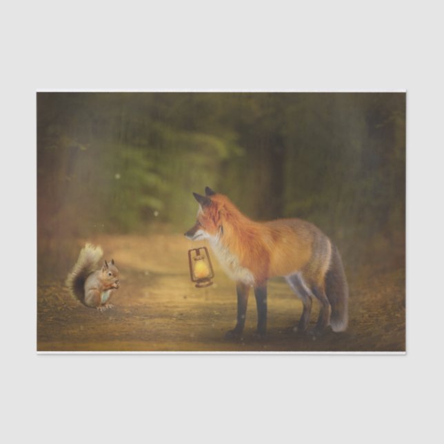 Papel De Seda Bosque de otoño de Fox Squirrel (Anverso)