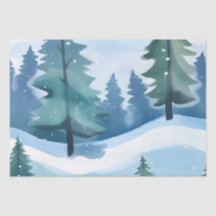 Bosque de Pinos Nevado | Acuarela de Invierno