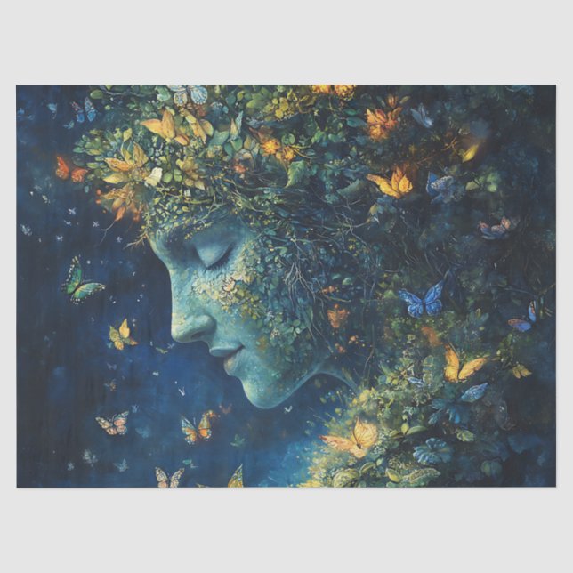 Papel De Seda Bosque Encantado de la Diosa Mariposa (1) (Anverso)