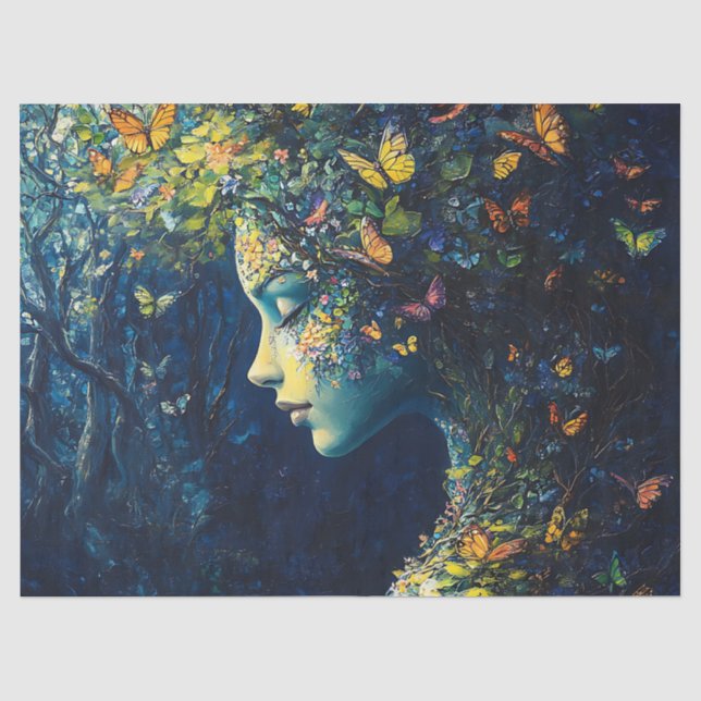 Papel De Seda Bosque Encantado de la Diosa Mariposa (2) (Anverso)
